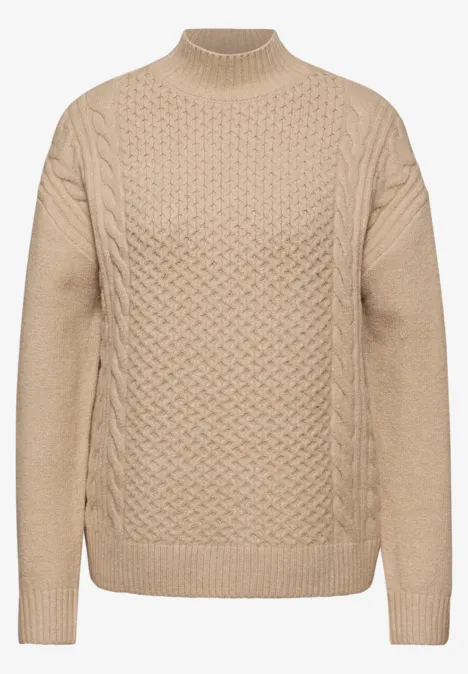 Pullover mit Strickmuster sanded beige Pullover mit Strickmuster sanded beige