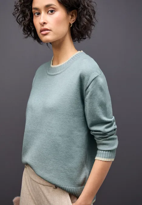 Pullover mit Kontrastdetails nile blue mel.