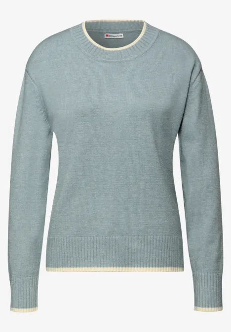 Pullover mit Kontrastdetails nile blue mel.