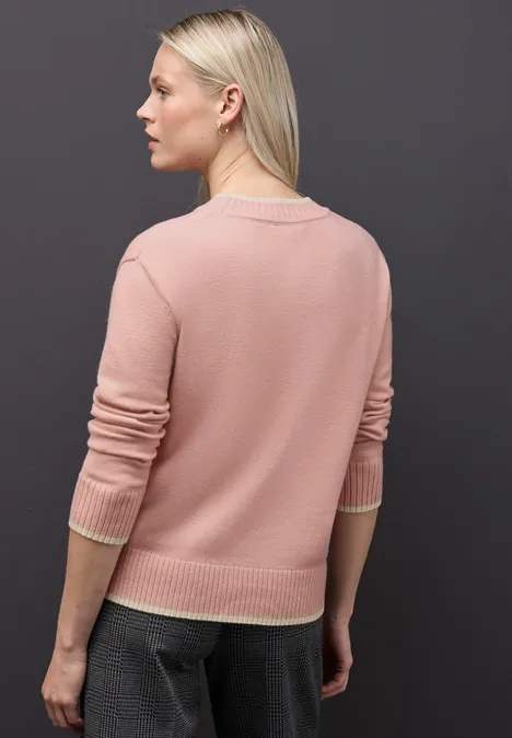 Pullover mit Kontrastdetails faded rose mel.
