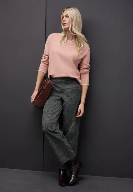 Pullover mit Kontrastdetails faded rose mel.