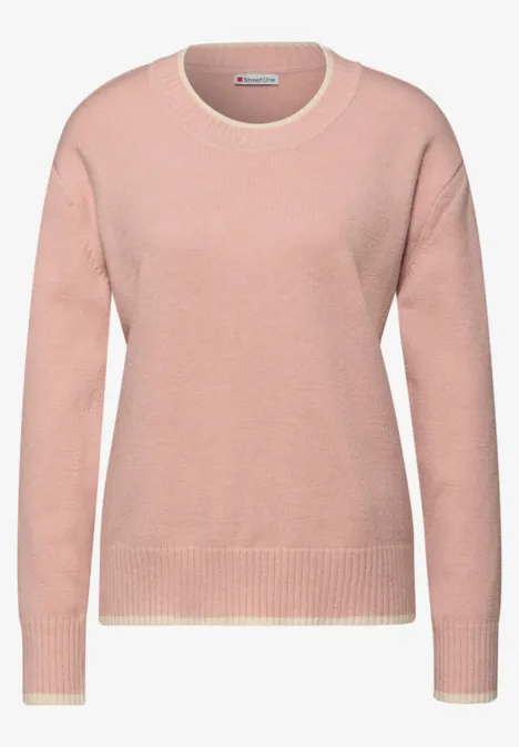 Pullover mit Kontrastdetails faded rose mel.
