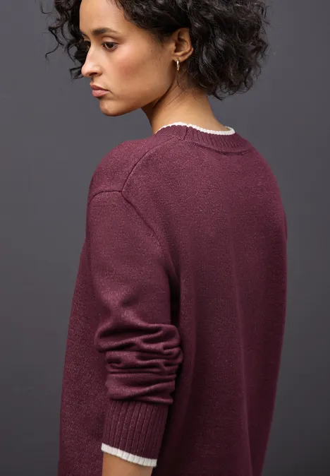 Pullover mit Kontrastdetails wildberry red mel.