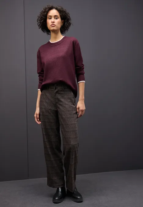 Pullover mit Kontrastdetails wildberry red mel.