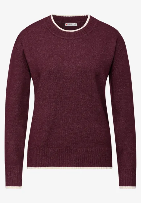 Pullover mit Kontrastdetails wildberry red mel.