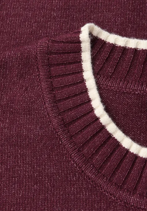 Pullover mit Kontrastdetails wildberry red mel.