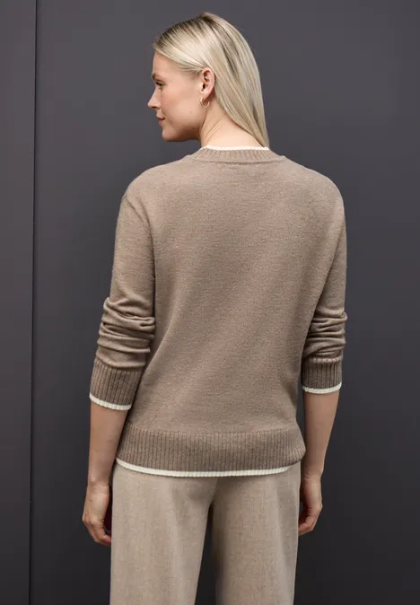 Pullover mit Kontrastdetails silk brown mel.