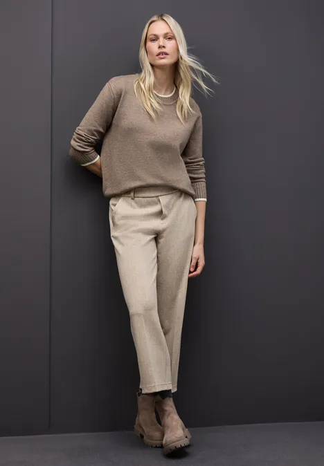 Pullover mit Kontrastdetails silk brown mel.