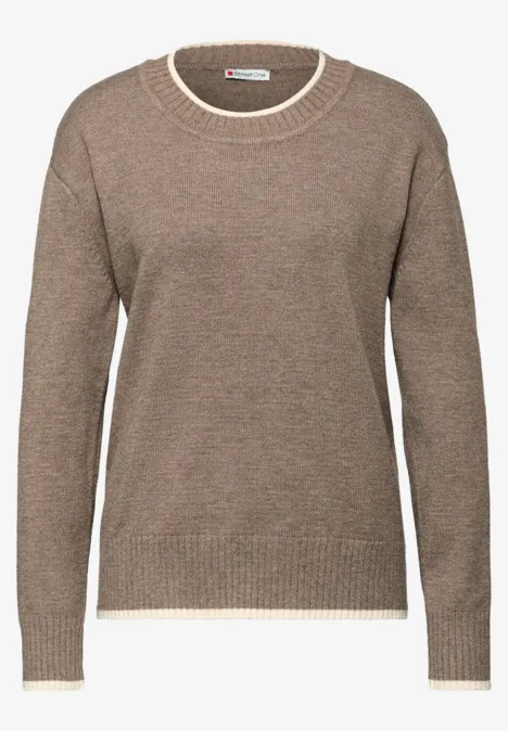 Pullover mit Kontrastdetails silk brown mel.