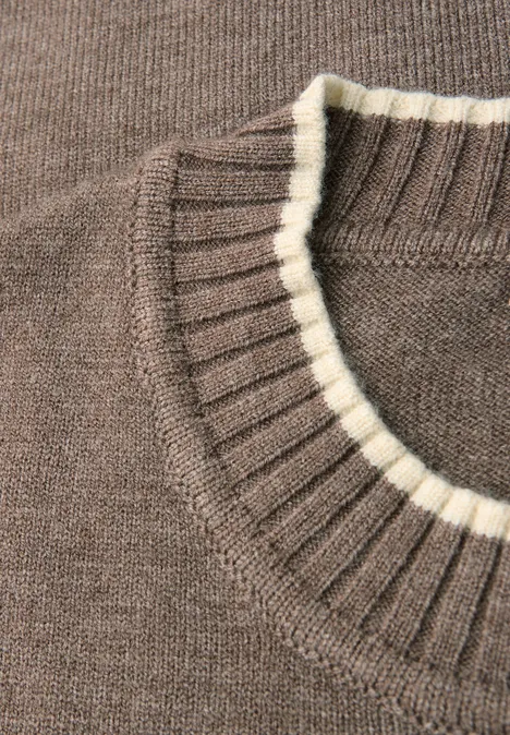 Pullover mit Kontrastdetails silk brown mel.