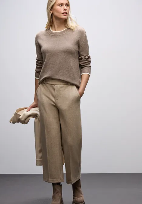 Pullover mit Kontrastdetails silk brown mel.