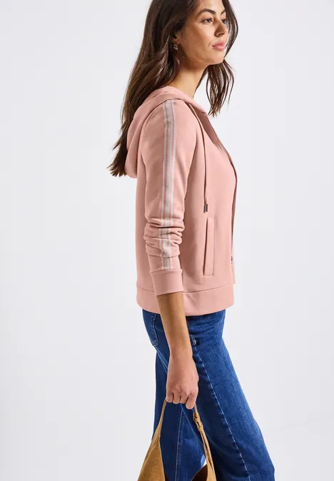 Jas met capuchon en decoratieve tape faded rose