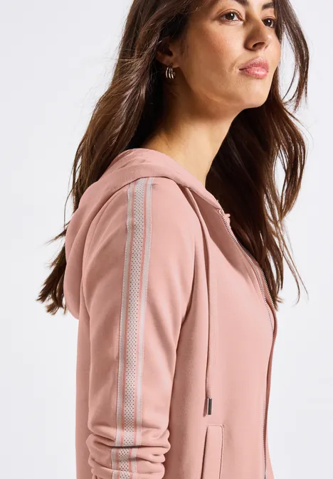 Jas met capuchon en decoratieve tape faded rose