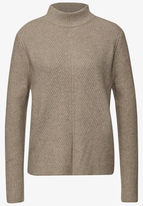 Trui met zachte structuur mocha glow mel.