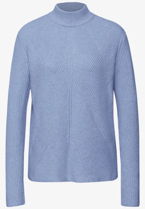 Trui met zachte structuur frosted blue mel.