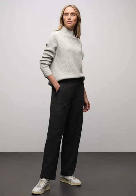 Trui met zachte structuur pelican grey mel.