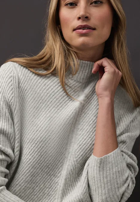 Trui met zachte structuur pelican grey mel.