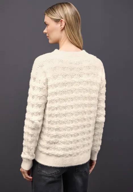 Flauschiger Strukturpullover soft beige