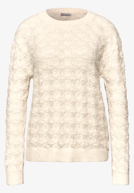Flauschiger Strukturpullover soft beige