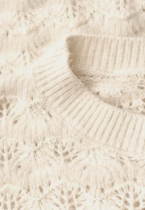 Flauschiger Strukturpullover soft beige
