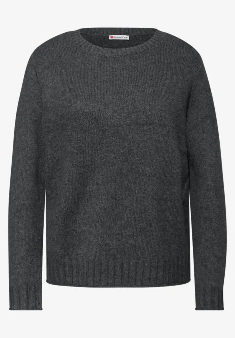 Trui met ronde hals gravel grey mel.