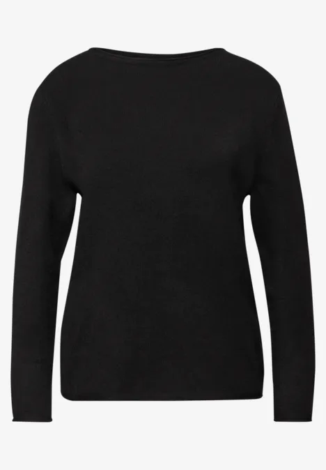 Pullover mit gerolltem Saum Black Pullover mit gerolltem Saum Black