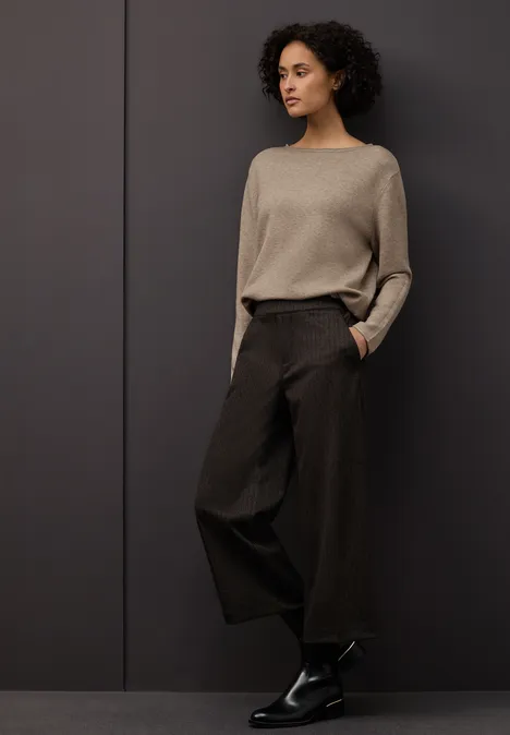 Pullover mit gerolltem Saum mocha glow mel.