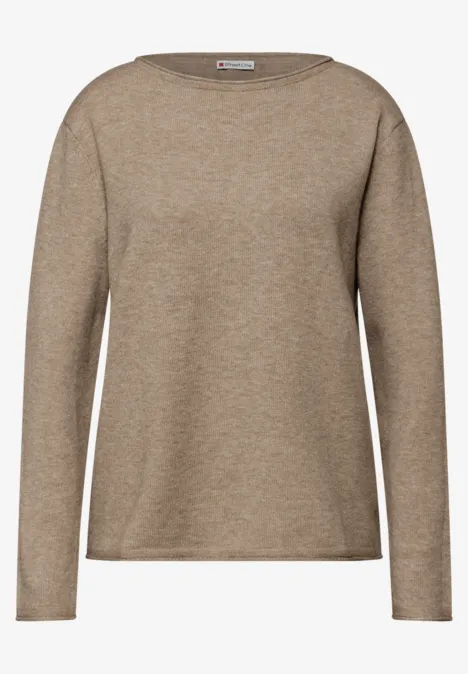 Pullover mit gerolltem Saum mocha glow mel.