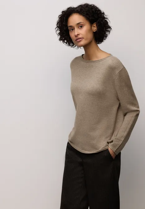 Pullover mit gerolltem Saum mocha glow mel.