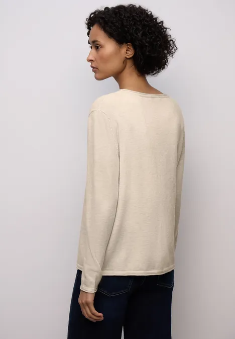 Pullover mit gerolltem Saum tusk cream mel.