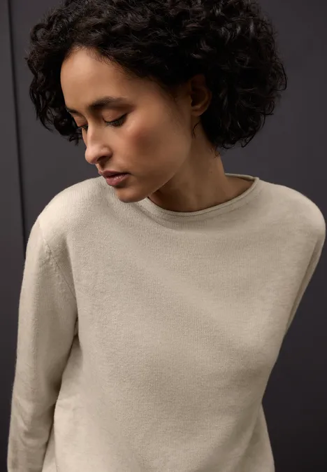 Pullover mit gerolltem Saum tusk cream mel.