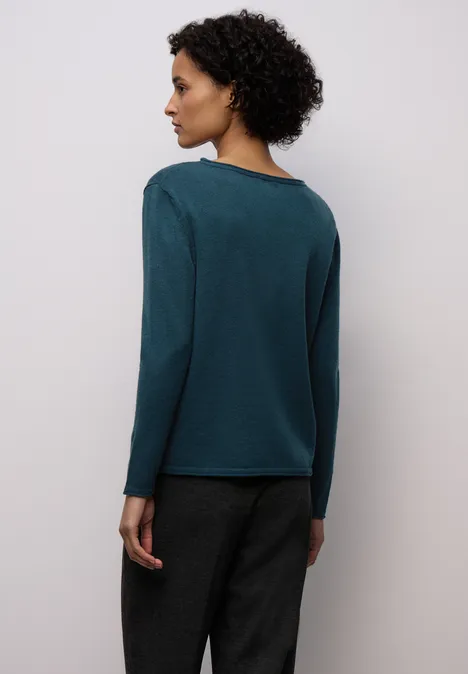 Pullover mit gerolltem Saum tide blue