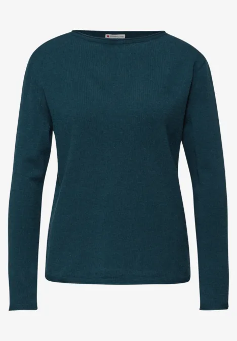 Pullover mit gerolltem Saum tide blue