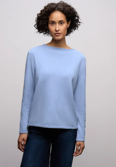 Pullover mit gerolltem Saum frosted blue mel. Pullover mit gerolltem Saum frosted blue mel.