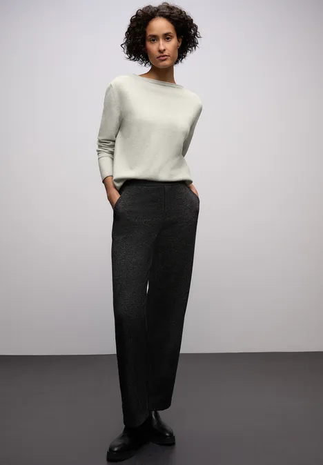 Pullover mit gerolltem Saum pelican grey mel.