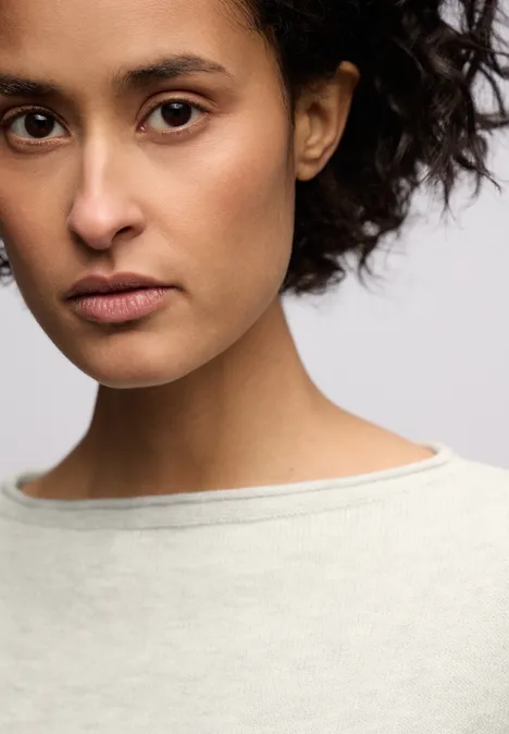 Pullover mit gerolltem Saum pelican grey mel.