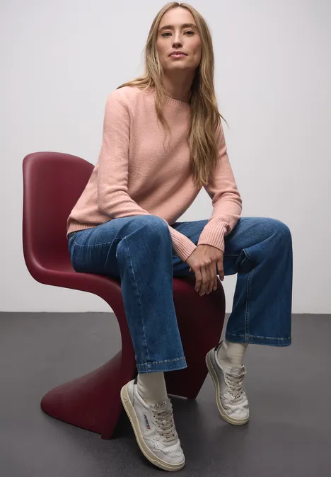 Trui met lange mouwen faded rose mel.