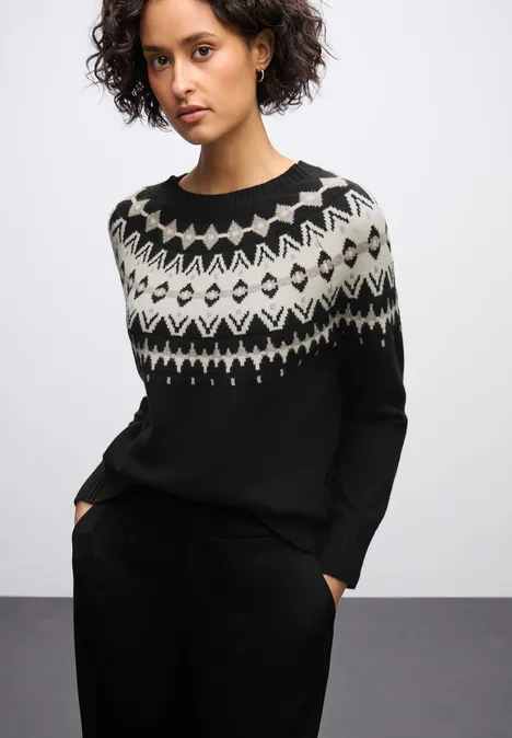 Pullover im Norweger-Look Black