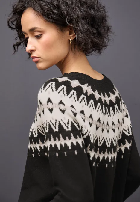 Pullover im Norweger-Look Black