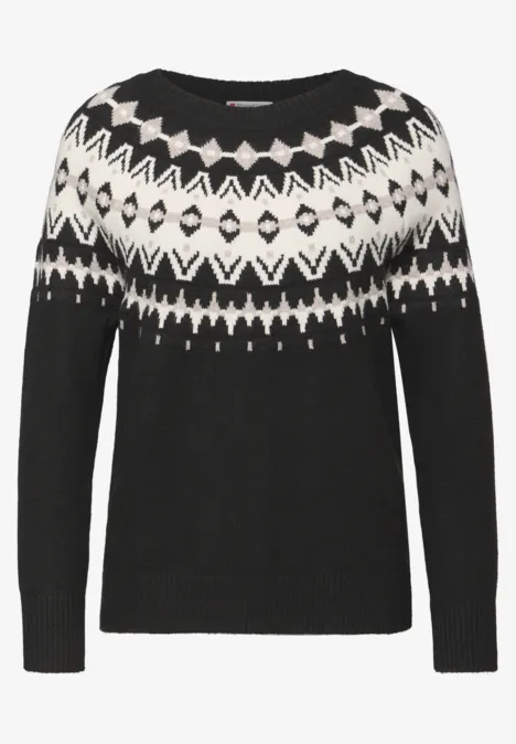 Pullover im Norweger-Look Black