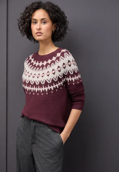 Pullover im Norweger-Look wildberry red