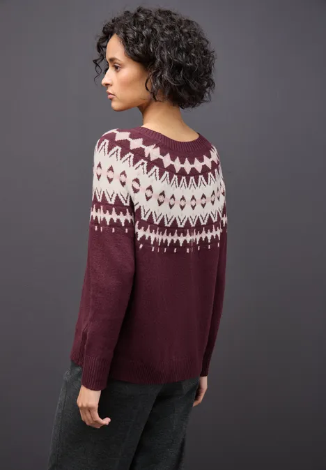 Pullover im Norweger-Look wildberry red