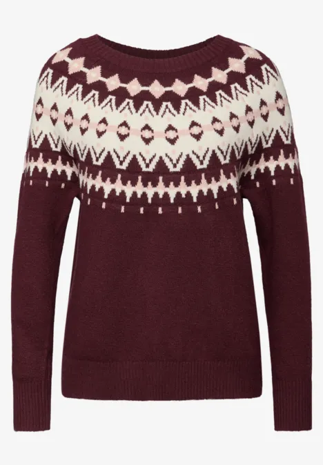 Pullover im Norweger-Look wildberry red