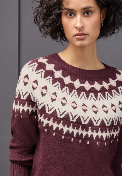 Pullover im Norweger-Look wildberry red