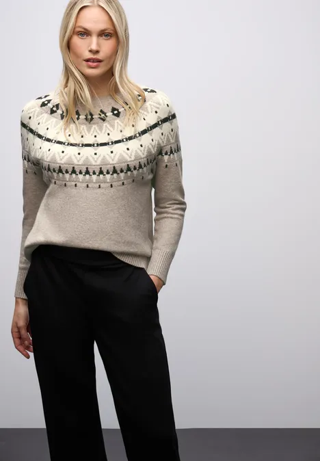 Pullover im Norweger-Look sandstone mocha mel.