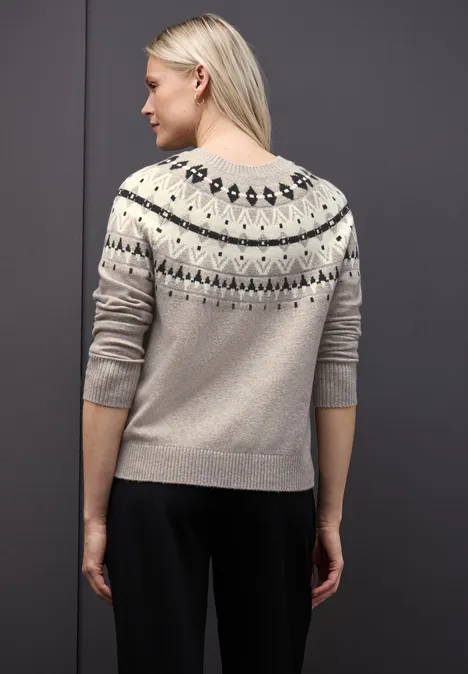 Pullover im Norweger-Look sandstone mocha mel.