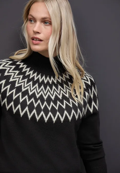 Pullover im Norweger-Look Black
