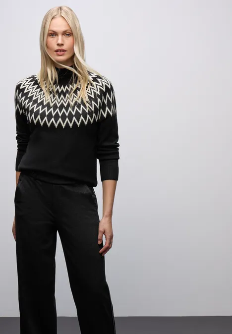 Pullover im Norweger-Look Black