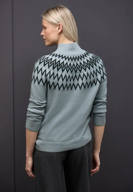 Pullover im Norweger-Look nile blue mel.