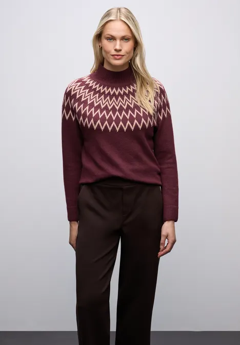 Pullover im Norweger-Look wildberry red